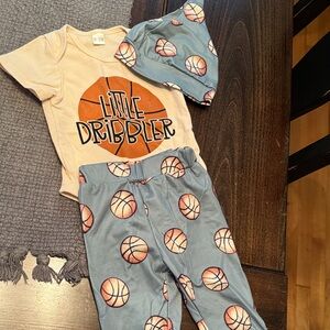 Basketball Themed Baby Outfit with Hat